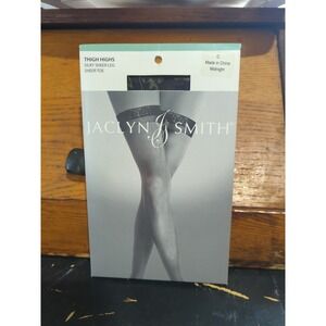 Vintage Jaclyn Smith Lace Top Thigh High Silky Sheer Leg Size C Midnight